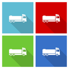 Fototapete - Truck icon set, flat design vector illustration in eps 10 for webdesign and mobile applications in four color options