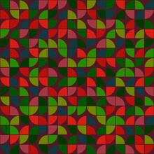 Quarters Red Green Color. Vector Abstrac Green Red Pattern. Geometric Quarters Seamless Pattern. Mosaic Pattern.