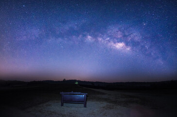 Wall Mural - milky way galaxy mountain on thung kamong before sunrise image exposure with long grain.image contai