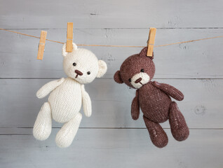 Knitted soft bears.