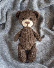 Wall Mural - Knitted brown bear.