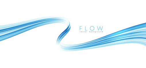Fototapete - Vector blue color abstract wave design element