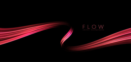 Wall Mural - vector abstract shiny color red wave design element on dark background. science design