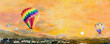 © Painterstock - Watercolor landscape painting colorful of hot air balloon on village