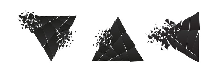 Wall Mural - shape shattered and explodes flat style design vector illustration set.