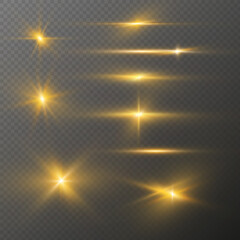 set of realistic light glare, highlight. collection of beautiful bright lens flares. lighting effect