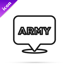 Sticker - Black line Military army icon isolated on white background. Vector