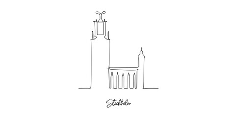 Wall Mural - Stockholm of Sweden landmarks skyline - Continuous one line drawing