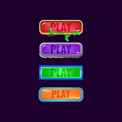 Wall Mural - set of game ui colorful jelly button with funny fantasy border for gui asset elements vector illustr