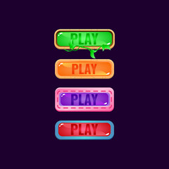 Wall Mural - set of game ui colorful jelly button with fantasy border for gui asset elements vector illustration