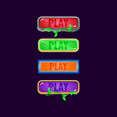 Wall Mural - set of game ui colorful jelly button with various border for gui asset elements vector illustration