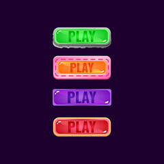 Wall Mural - set of game ui colorful jelly button with stone and casual border for gui asset elements vector illu