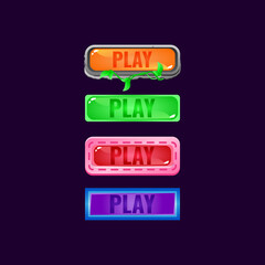 Wall Mural - set of game ui colorful jelly button with funny border for gui asset elements vector illustration