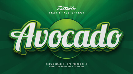 Wall Mural - green avocado text style with 3d and embossed effect. editable text style effect