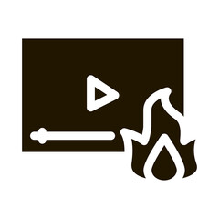 Sticker - fire video icon Vector Glyph Illustration