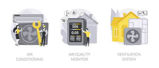 Smart home components abstract concept vector illustrations.