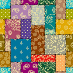 Aufkleber - Patchwork textile pattern. Seamless quilting design background.