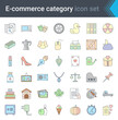 Set of e-commerce and online shopping web colorful icons in line style. Mobile shop, digital marketing. High quality vector illustration.
