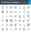 Shop category outline icons set. Shopping and e-commerce thin line colorful icons
