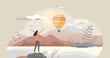 © VectorMine - Inspiration and motivation scene with beautiful nature tiny person concept