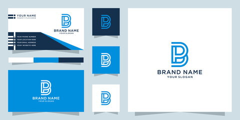 Canvas Print - Letter pb bp logo and business card template