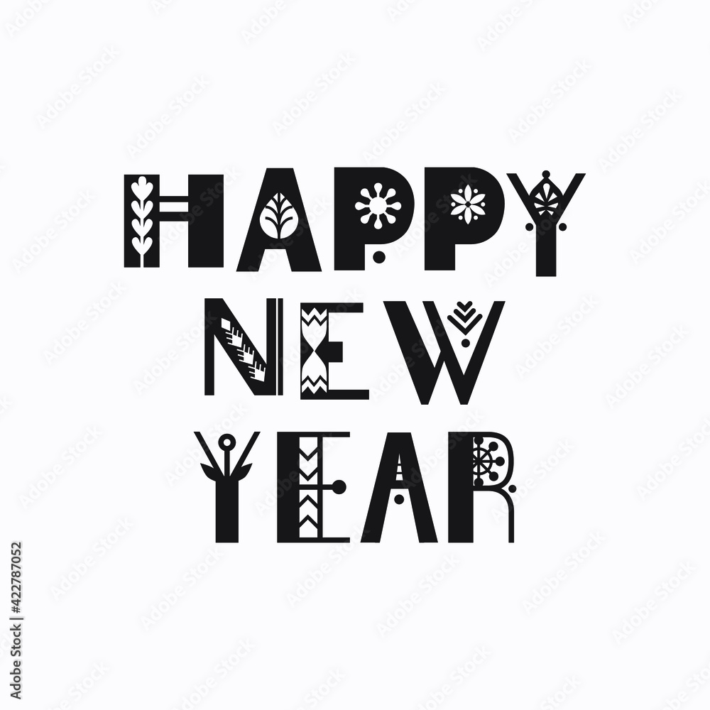 Happy new year quote, vector lettering text for design greeting cards ...