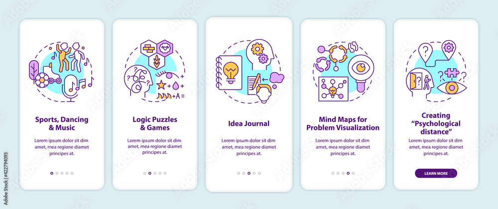 Boosting problem solving skills tips onboarding mobile app page screen ...