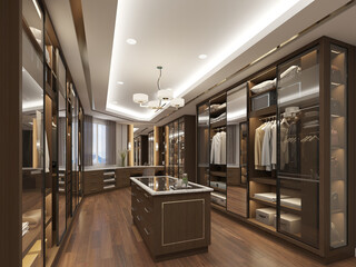 sketch design of interiorwalk-in closet,3d rendering