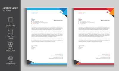 Wall Mural - Creative Letterhead Design Template 2 color Variation A4 Sie fully editable print Ready 
