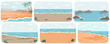 © robu_s - Set of illustrations with sea landcapes. Coastline with ocean and waves vector illustration
