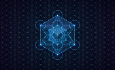 Wall Mural - Metatron cube, sacred geometry symbol. Vector illustration.