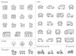 © 深澤カラス - 家と車と二輪車と植物のアイコンセット(隙間あり未拡張の線のみ)分類バージョン