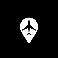 Sticker - Airplane map pin icon isolated on dark background