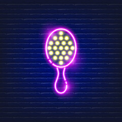 Wall Mural - Baby comb neon icon. Glowing Vector illustration of child signs for design. Children hygiene concept.