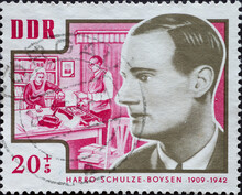 GERMANY, DDR - CIRCA 1964  : A Postage Stamp From Germany, GDR Showing A Portrait Of The Journalist And Resistance Fighter Against Hitler: Harro Schulze-Boysen