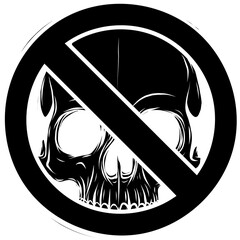 Sticker - black silhouette of Prohibited Warning skull icon. vector illustration design