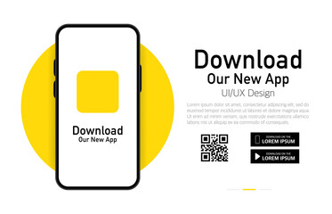 download our app advertising banner. phone mockup. app for mobile. ui and ux design. vector illustra