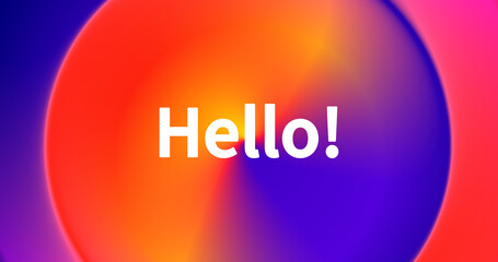 Poster - Abstract Circle Radial Gradient. Modern Colorful Eclipse Abstraction Background. Minimal Backdrop with Hello word.