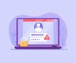 © Aleksandr - Login page with forgotten password. Concept of forgotten password, key, account access, blocked access, protection, account security. Vector illustration in flat design for web page, landing