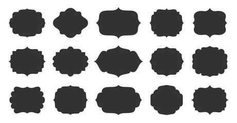 black retro labels set. different ornamental border. decorative vintage royal flat frame. elegant bl