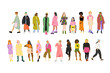 Set of diverse women characters vector illustration. female fashion. Architecture people cutouts.