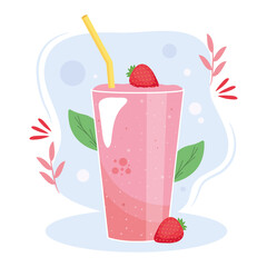 Wall Mural - strawberry smoothie glass