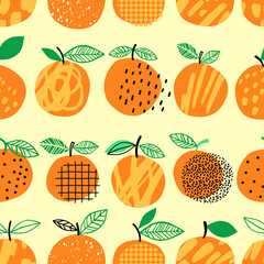 Wall Mural - Orange seamless pattern vector illustration. Summer design