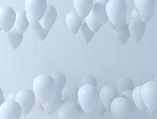 Wall Mural - Blue balloons floating. Celebration party background. 3d illustration