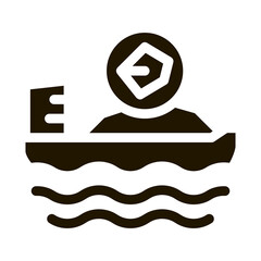 Sticker - mobile boat with coal icon Vector Glyph Illustration