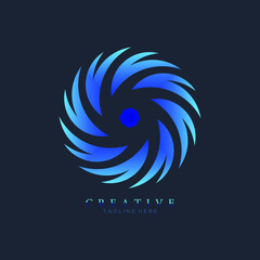 Wall Mural - Creative blue of hurricane cyclone wind logo template, spiral storm, Abstract concept graphic element