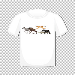 Wall Mural - Wild animal group design on t-shirt isolated on transparent background