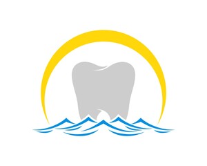 Sticker - Simple tooth with beach wave and yellow swoosh