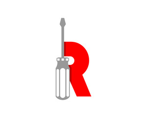 Poster - R Letter with screwdriver logo