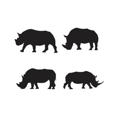 Wall Mural - collection of rhino animal silhouettes